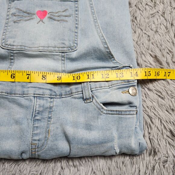 Justice Jeans Overalls Teens Juniors 12 Womens Light Blue Denim Skinny Cuffed - Picture 7 of 16